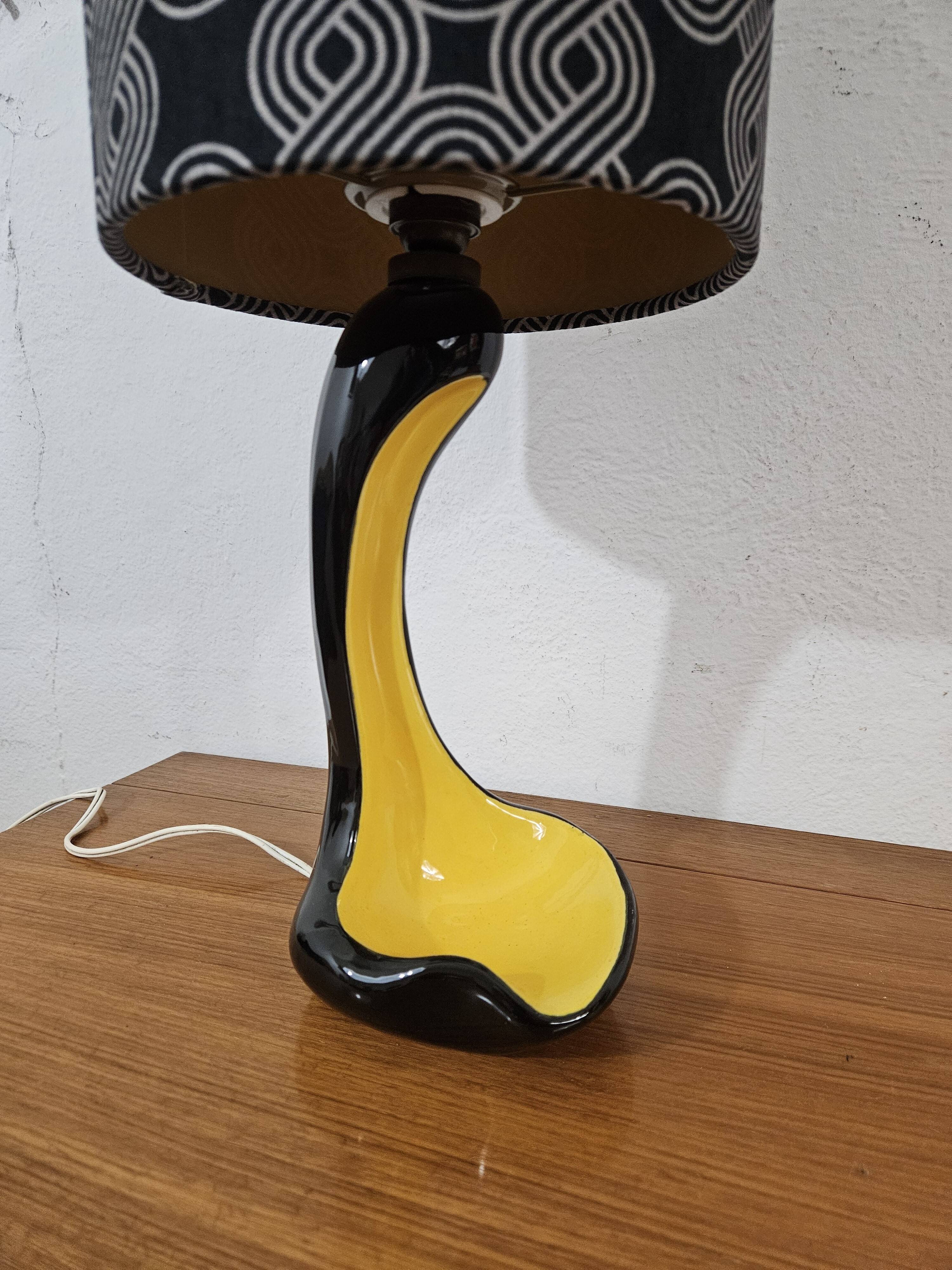 Vintage ceramic lamp free form Yellow and Black