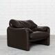 Leather Maralunga Lounge Chair and Ottoman by Vico Magistretti for Cassina