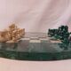 Jeu d'échecs vintage complet en Malachite et pierre blanche