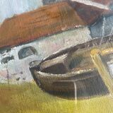 Oil on paper, glass frame