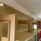 Library, vintage glass and gold aluminium display case, 1980s.