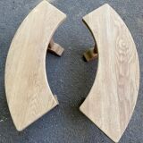 Pair of renovated Barrois-style curved benches in solid oak