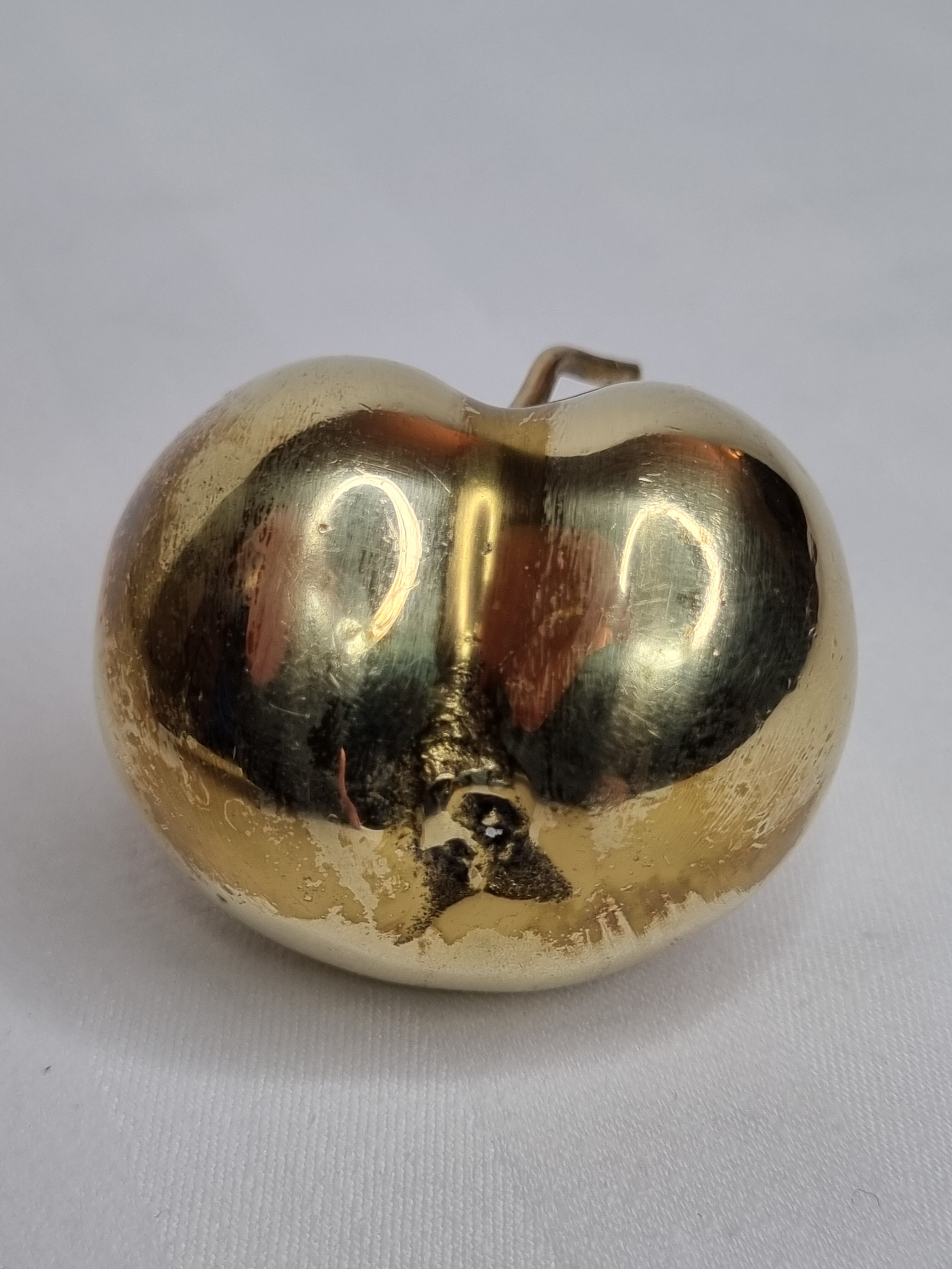 Solid brass fruit, plum, 5 cm