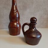 Bottle and jug in artisanal glazed stoneware from the Cotentin