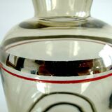 Vase smoked blown glass silver border 50/60