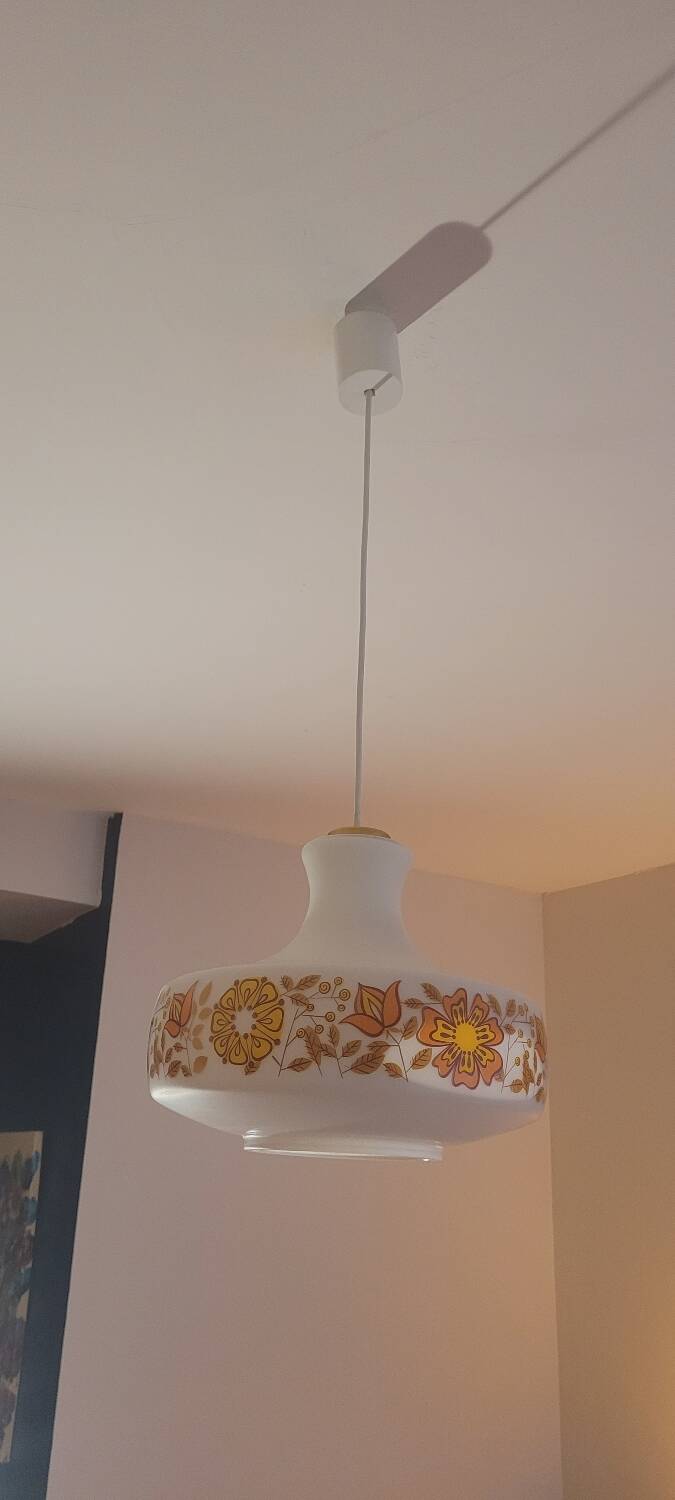 70's opaline pendant light