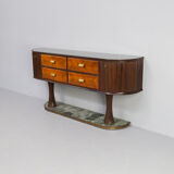 60s italian sidebaoard walnut teak and marble by vittorio dassi