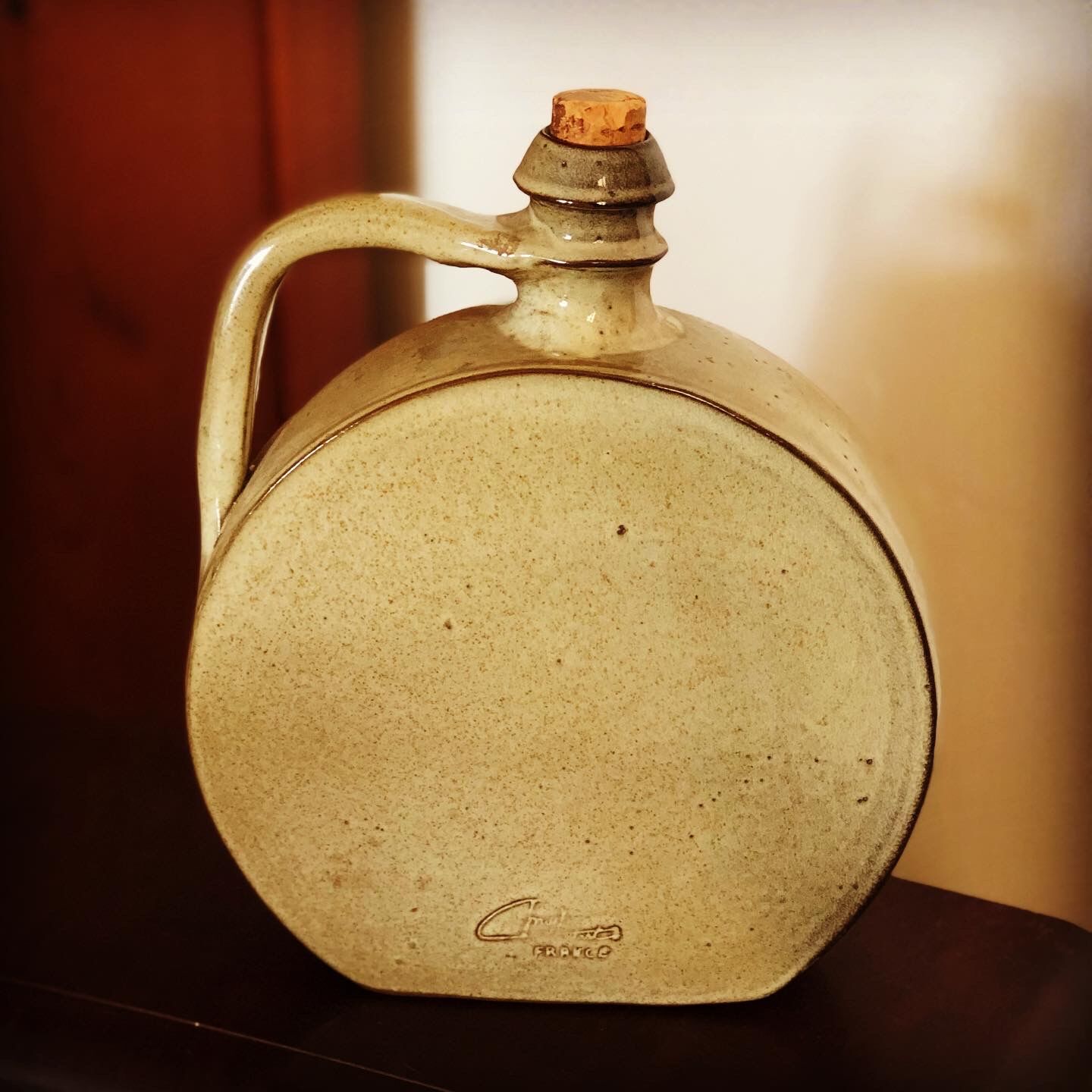 Enamelled sandstone flask