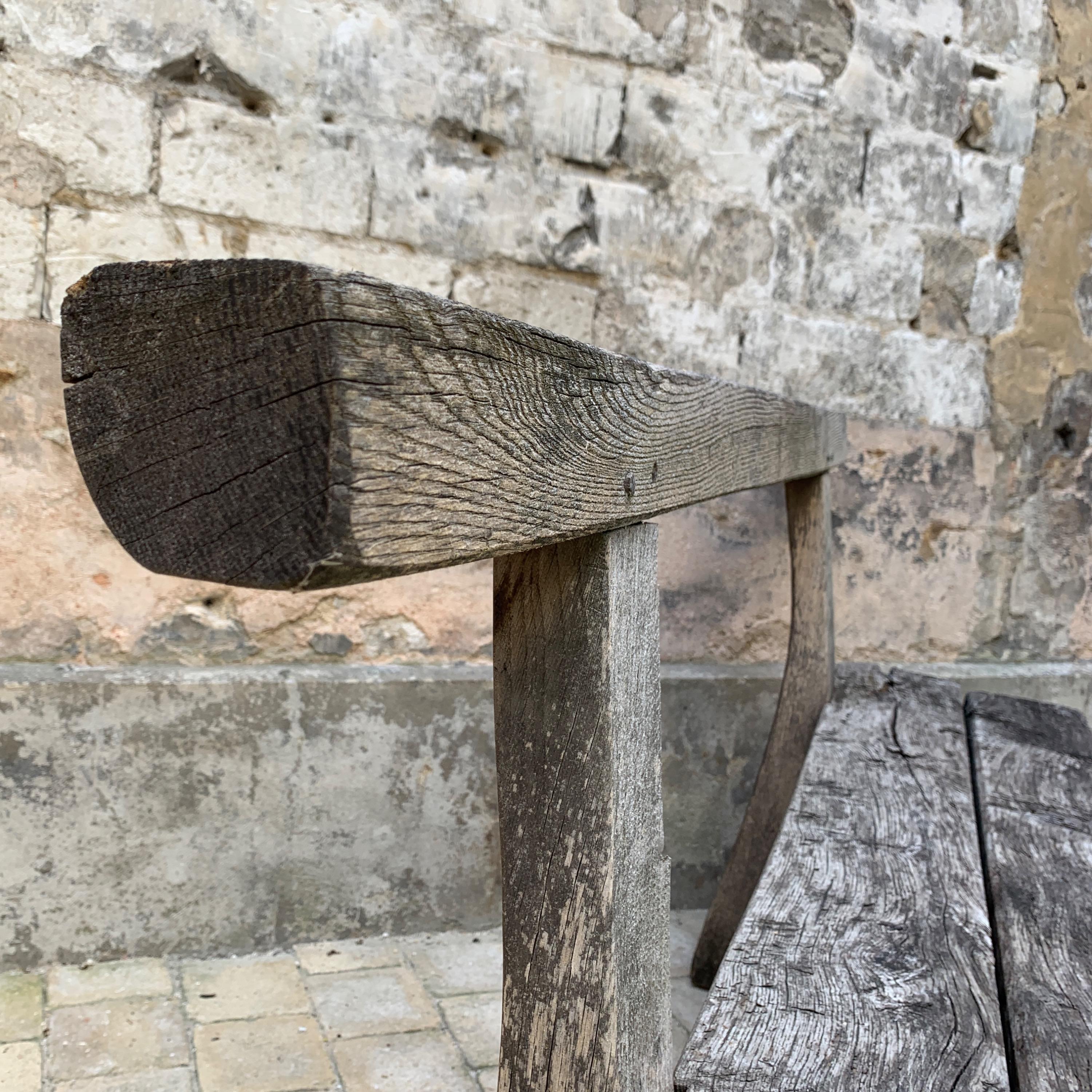 French primitive oak bench 1950