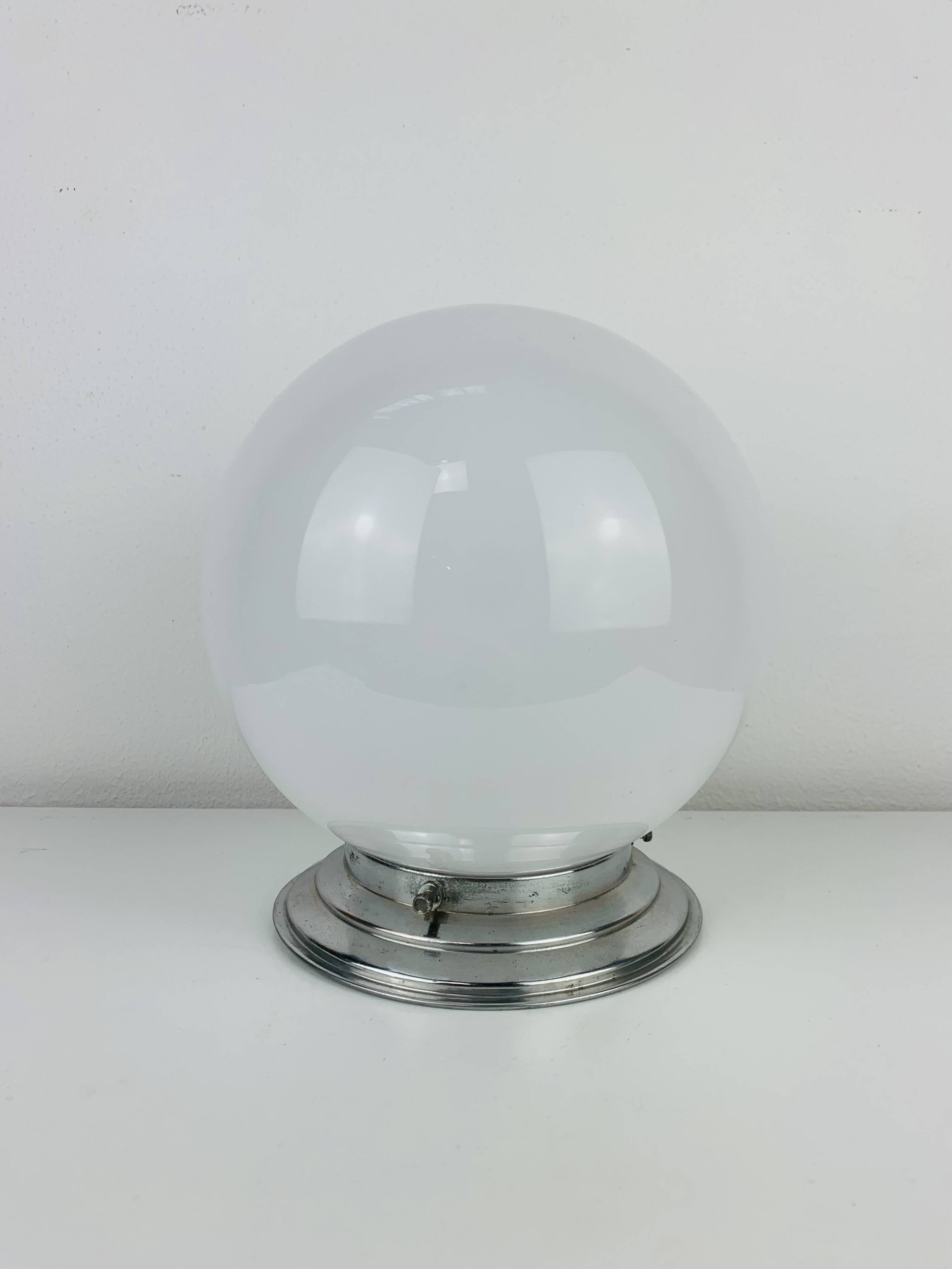 Art Deco opaline glass globe wall light, ceiling light
