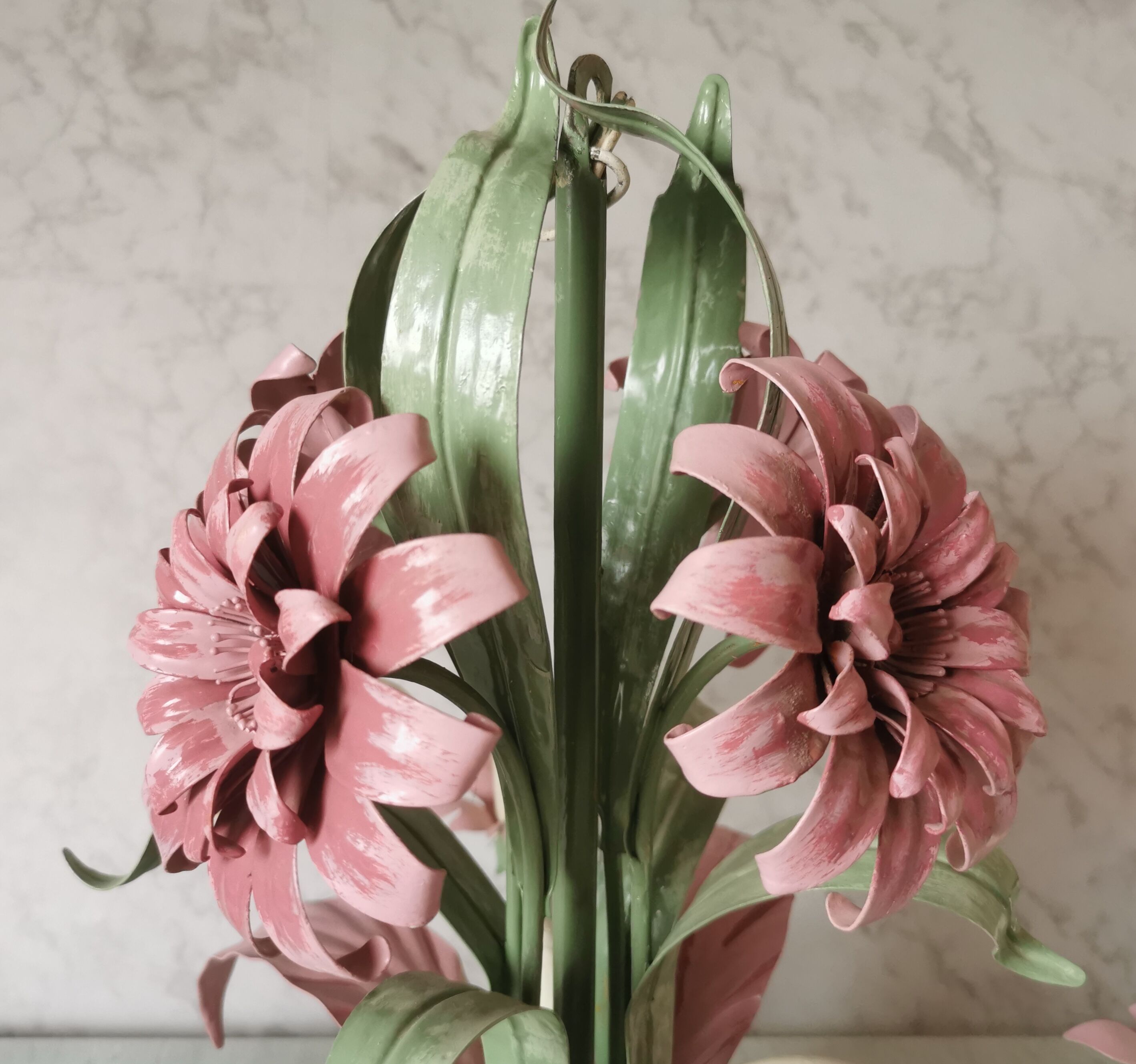 Lustre iron and painted sheet flowers camellias