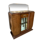 Art Deco wooden sideboard with mirror and marble