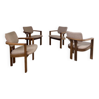 4 ancien fauteuils chaises design italien années 70 bois courbé vintage