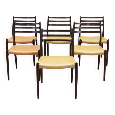 Ensemble de six chaises en acajou, design danois, années 1960, designer : Niels Otto Møll