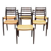 Ensemble de six chaises en acajou, design danois, années 1960, designer : Niels Otto Møll