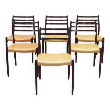 Set of six mahogany chairs, Danish design, 1960s, designer: Niels Otto Møll