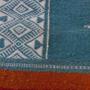 Kilim bleu orange rouge multicolore fait à la main 110x60cm