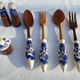 Salad set vintage 1970 wood and porcelain Japanese scenes
