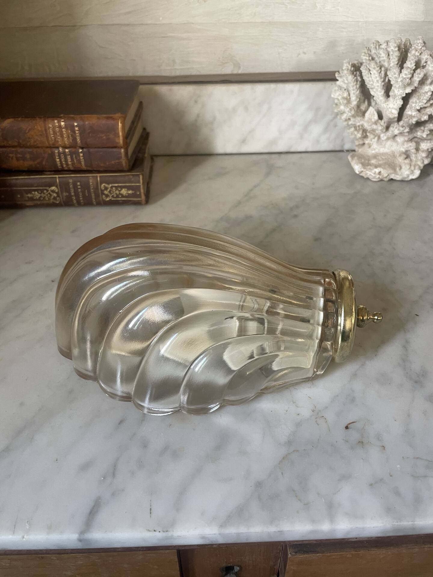 Vintage smoked glass shell wall light