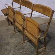 Luterma antique theatre bench circa 1930, vintage wrought iron cinema bench