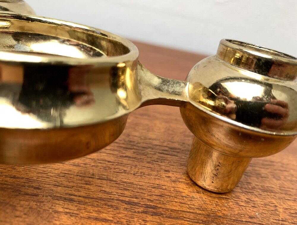 Modular atomic stackable metal candlestick by Quist, 1970s vintage.