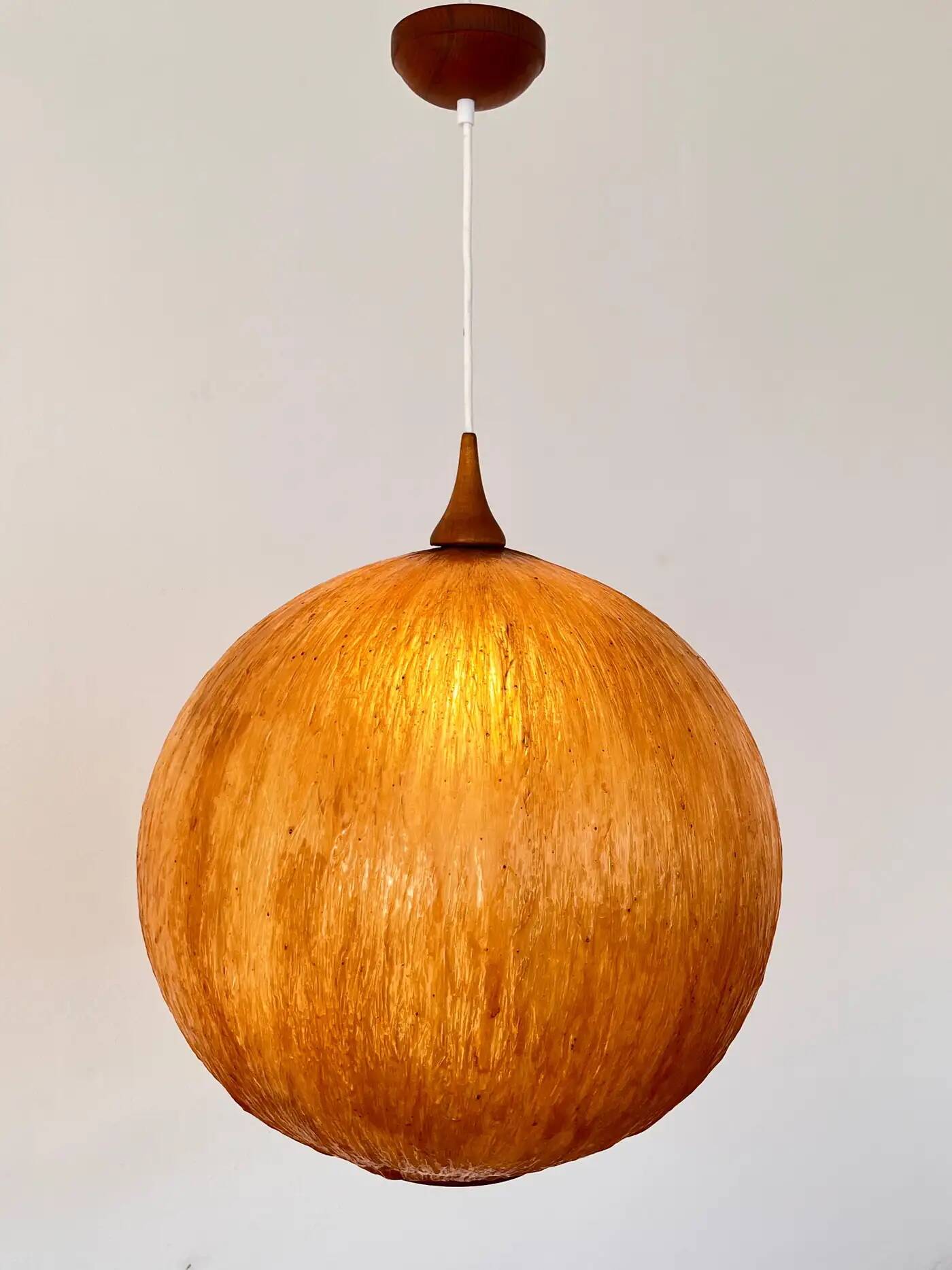 Beautiful design midcentury cocoon resin pendant, 1950s