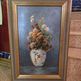 Oil on panel with bouquet