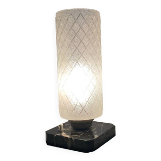 Art deco marble and glass lamp
