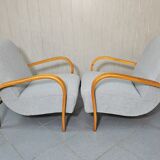 Fauteuils en hêtre par Karel Kozelka & Antonin Kropacek années 1940