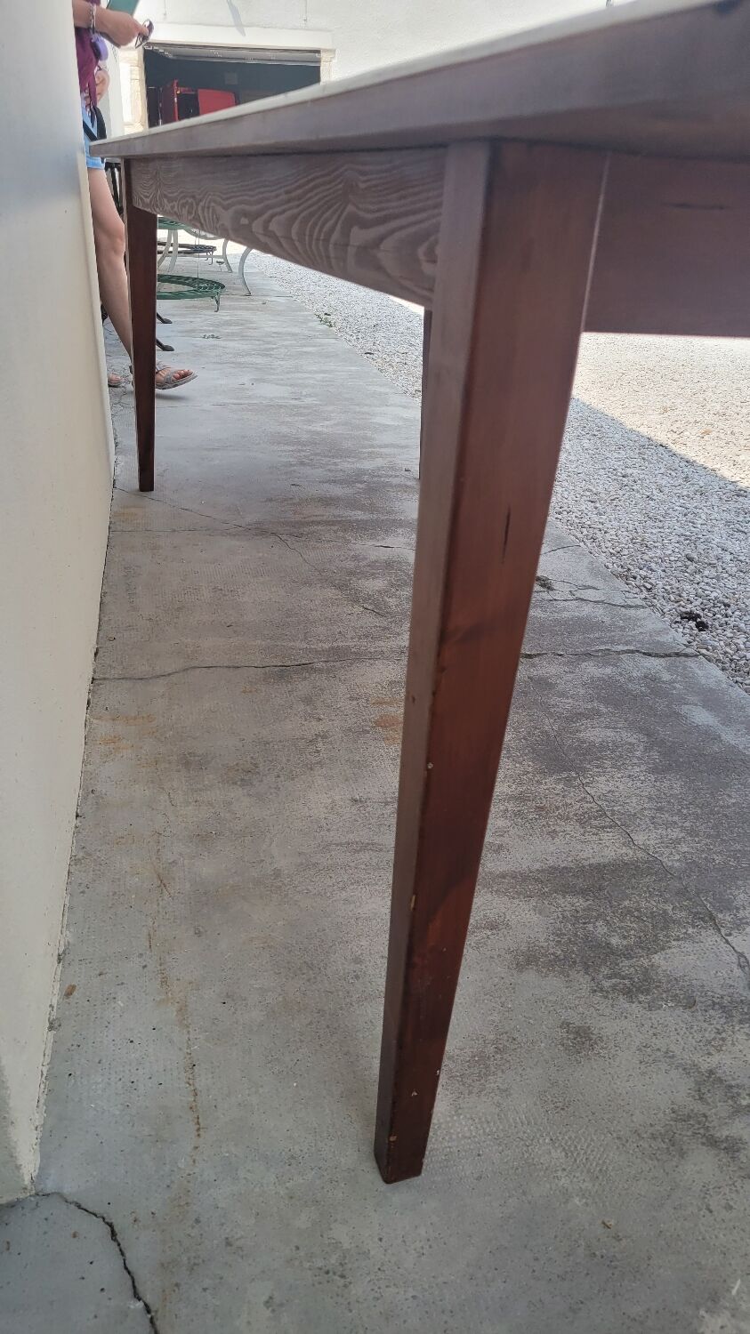 Old farmhouse table with mosaic top and tapered legs - 2m64