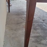 Old farmhouse table with mosaic top and tapered legs - 2m64