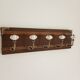 Wall coat rack 50 cm – 5 metal and ceramic hooks – Stained wood