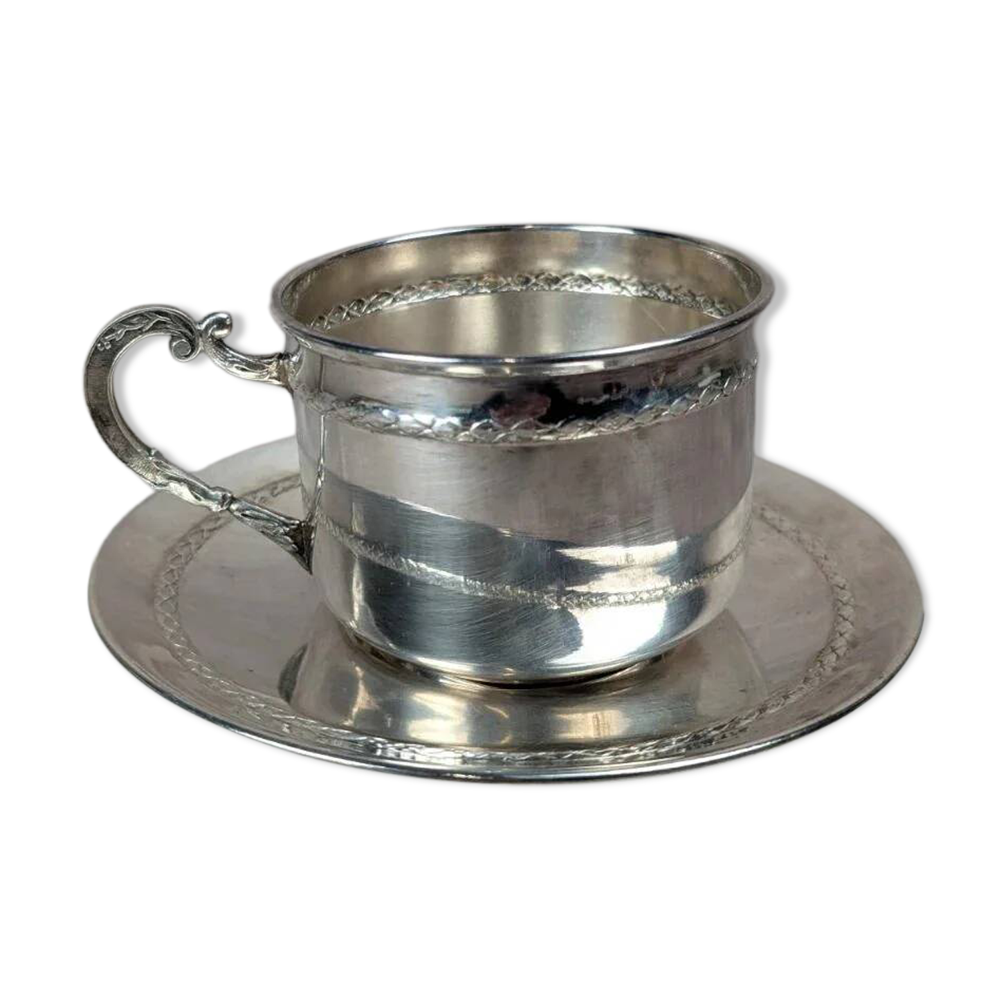 Vintage silver-plated cup and saucer