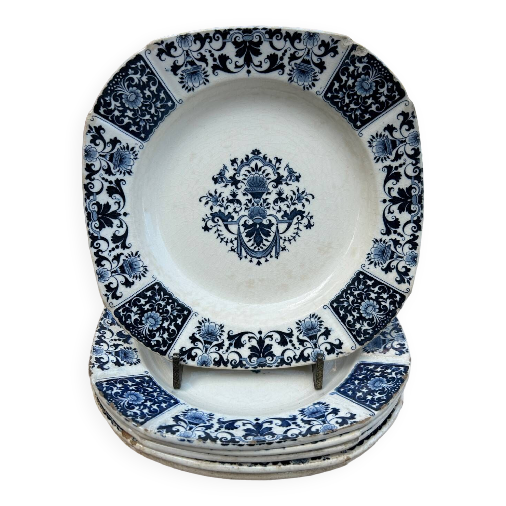 6 Terre de Fer Gien Ibis plates