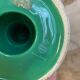 Duo of green-gold enameled ceramic candle holders, Western Germany, Waechtersbach, 1970s