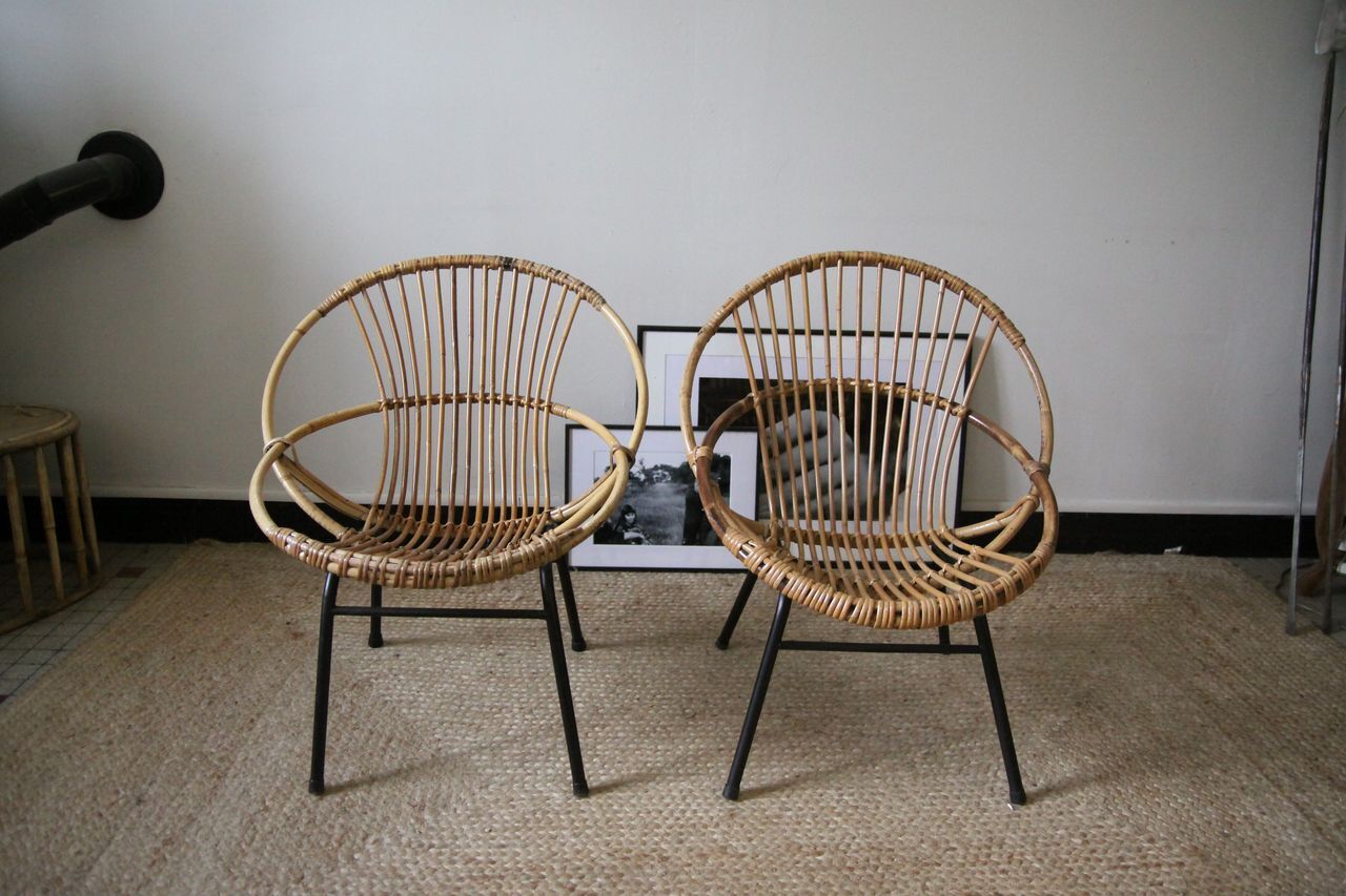 Pair of rattan armchairs