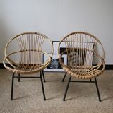 Paire de fauteuils en rotin
