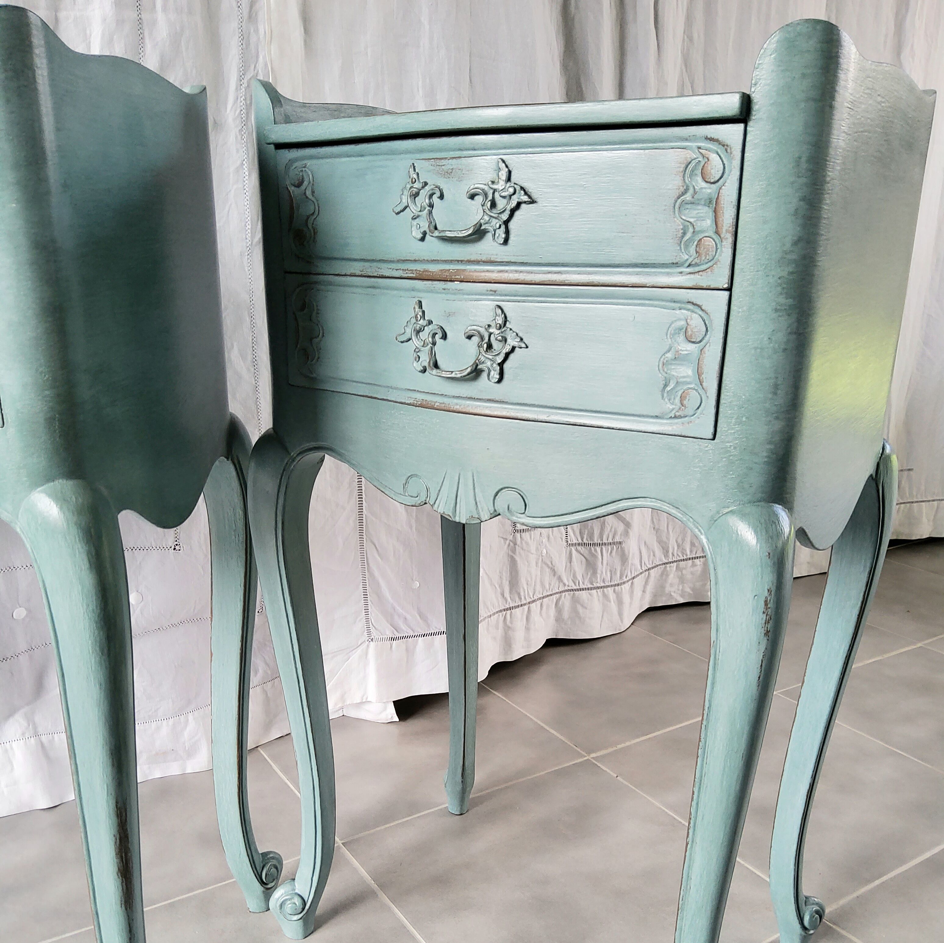 Pair of patinated Louis XV bedside tables