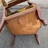 Louis XV Voltaire armchair in solid wood and floral velvet fabric from the years.