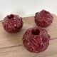 Cabbage-shaped slipware candlesticks, set of 3