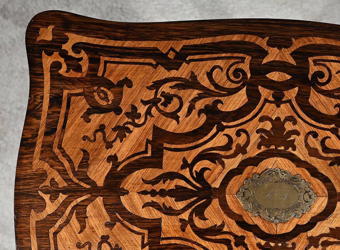 Rosewood and mahogany work table, Louis XV style, Napoleonic era