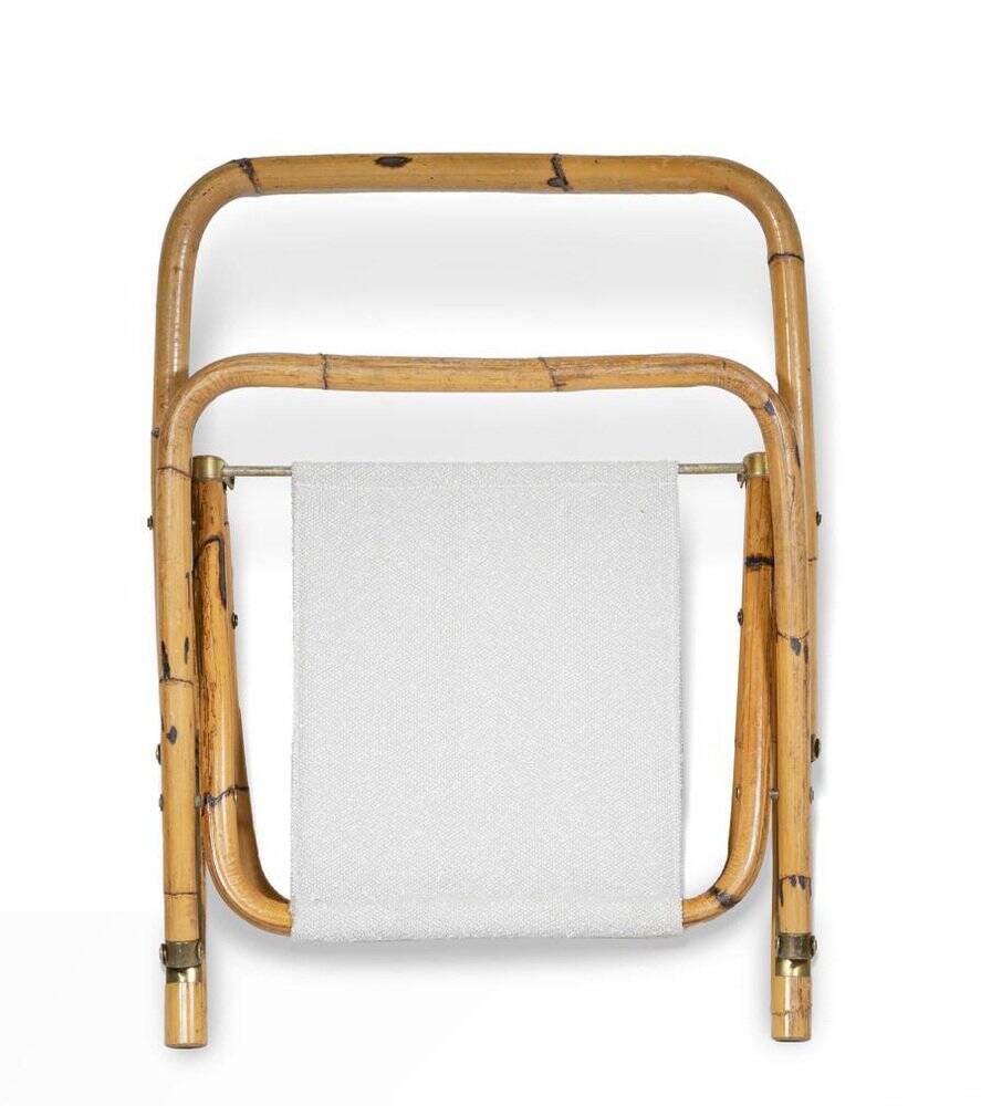 Vintage Folding Chairs in Bamboo and Fabric by Vivai Del Sud, 1970, Set of 12