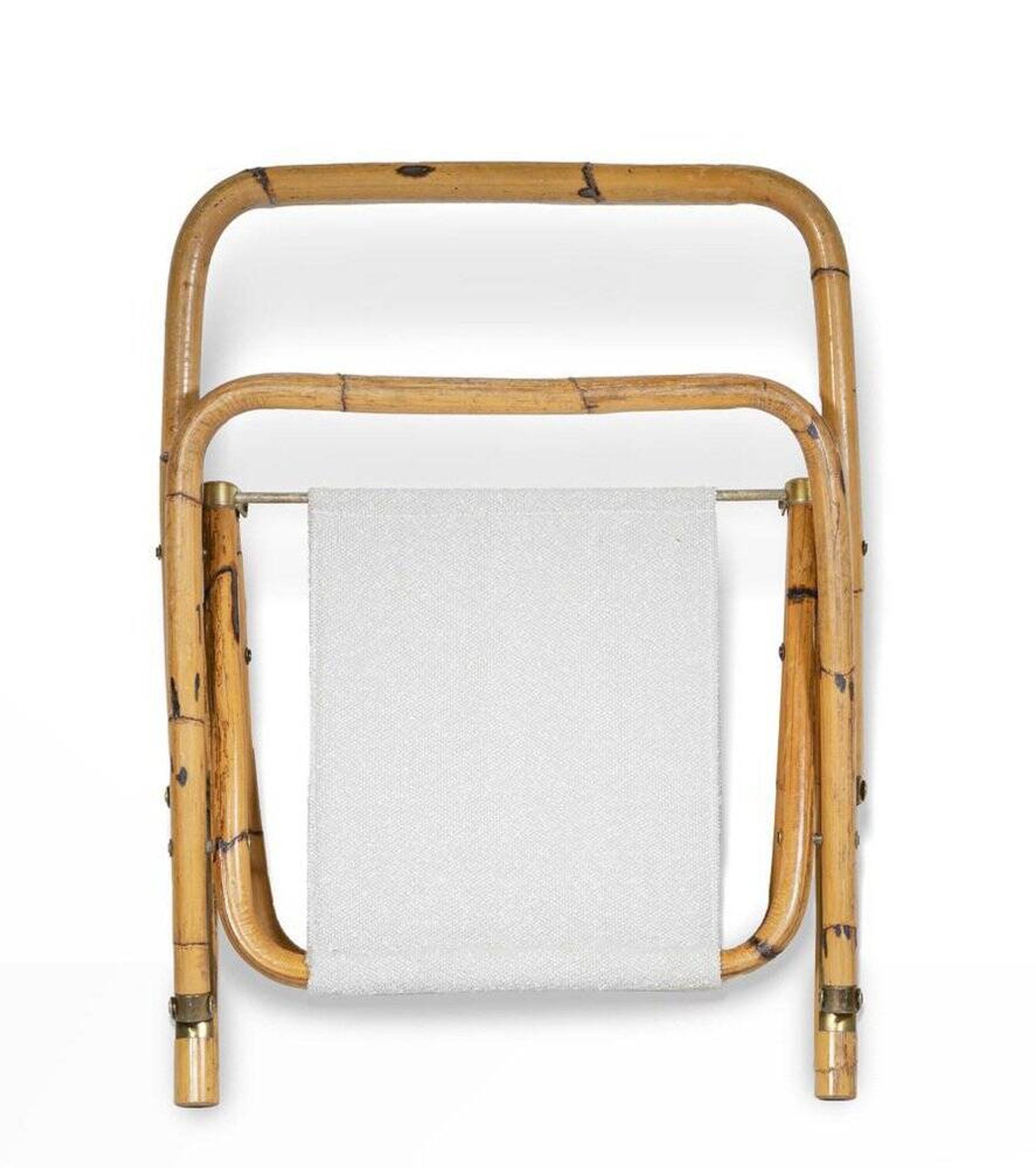 Vintage Folding Chairs in Bamboo and Fabric by Vivai Del Sud, 1970, Set of 12