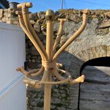 Porte manteau perroquet en rotin vintage 1970
