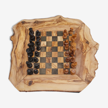 jeux d'échecs rustique en bois d'olivier fait main cadeau Noël