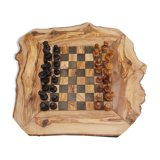jeux d'échecs rustique en bois d'olivier fait main cadeau Noël
