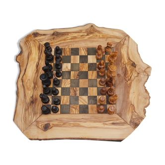 rustic olive wood chess games handmade Christmas gift