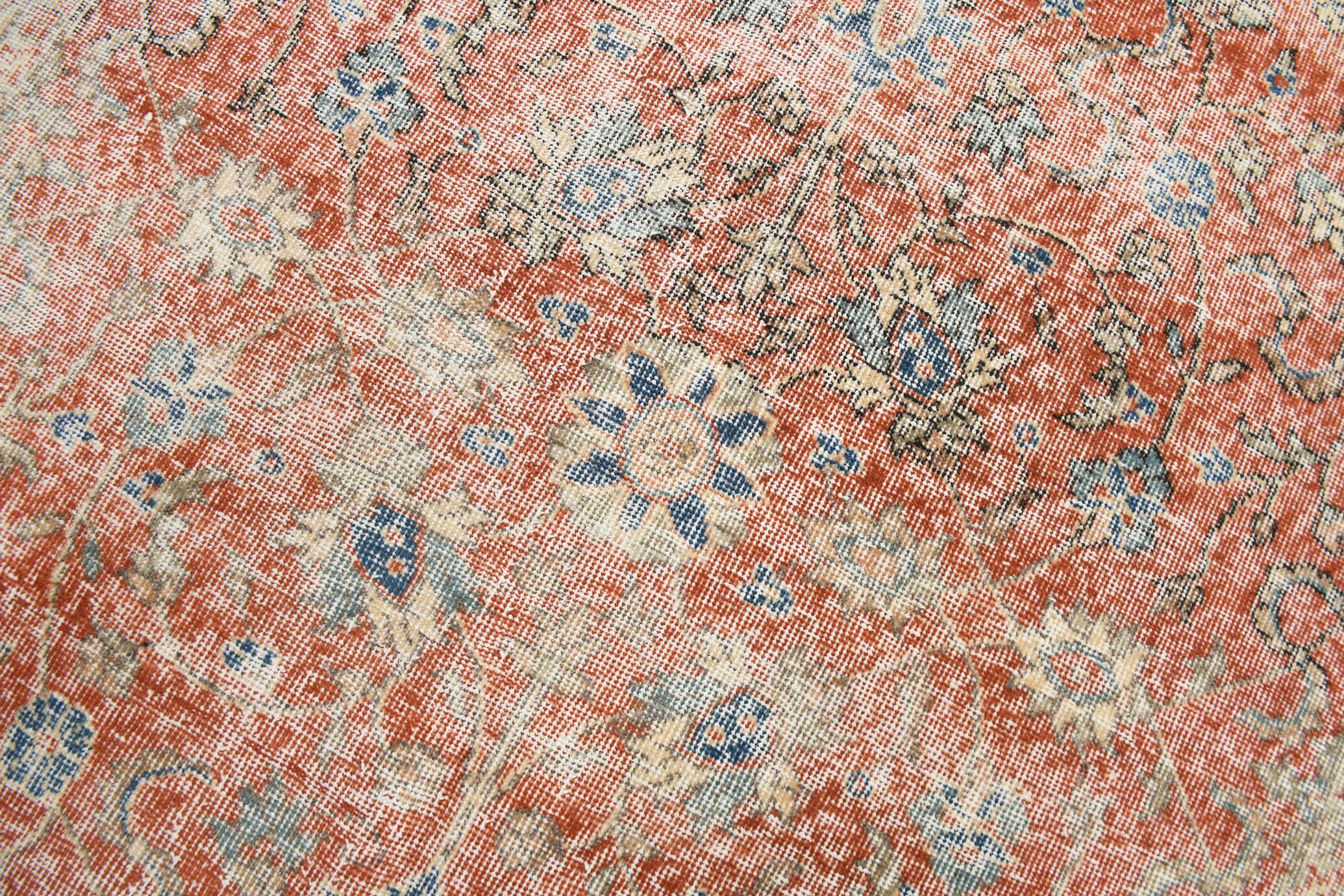 5x9 Pale Red & Blue Shabby Chic Vintage Turkish Rug, 151x259Cm SK5619
