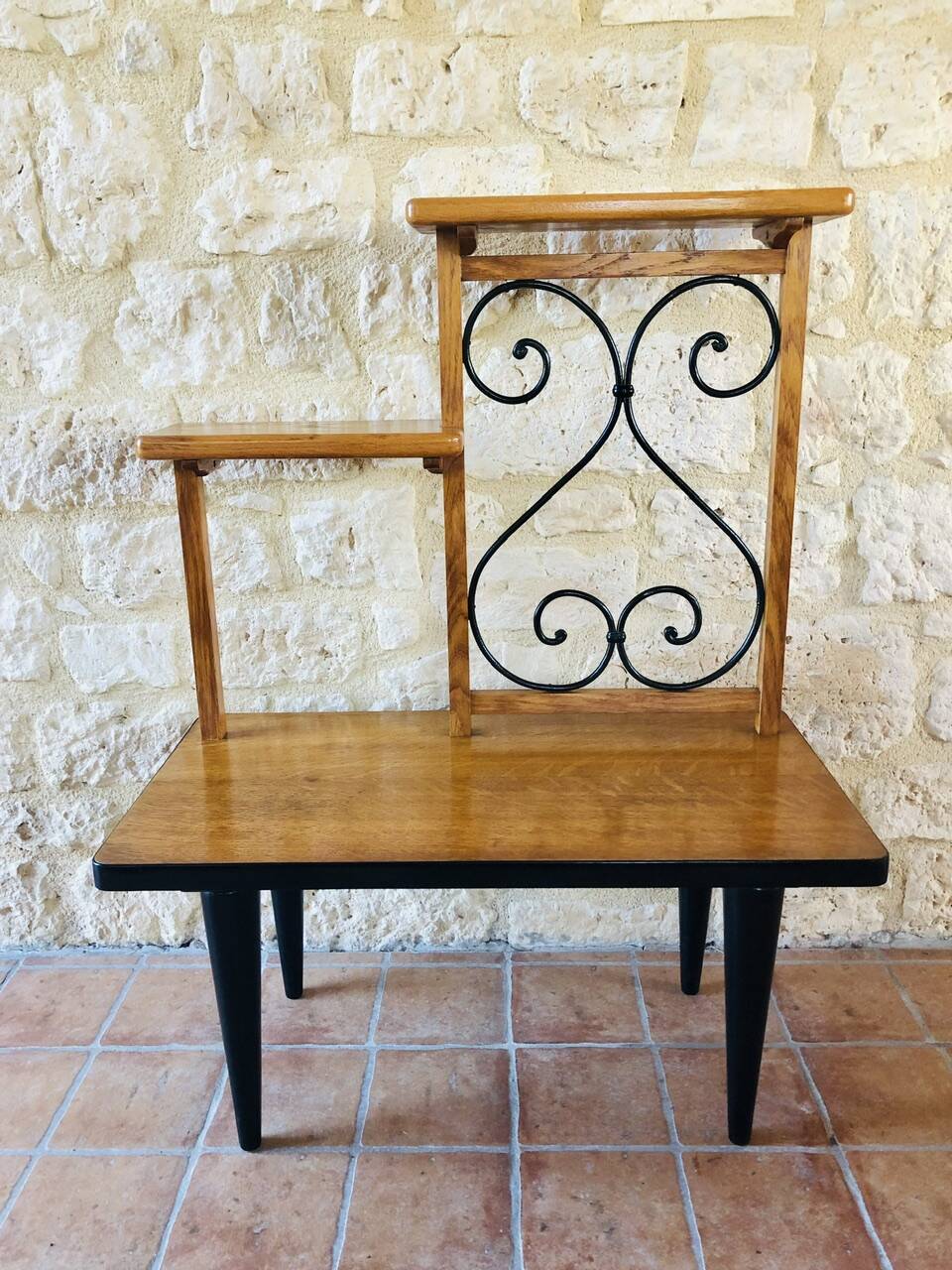 Vintage oak freestanding shelf, Circa 60s