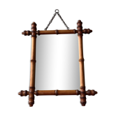 Miroir barbier en bois tourné façon bambou art déco
